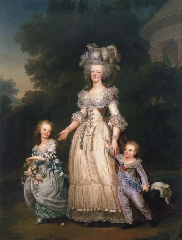 Adolf-Ulrik Wertmuller Queen Mary Antoinette with sina tva baby in Triangle park Sweden oil painting art